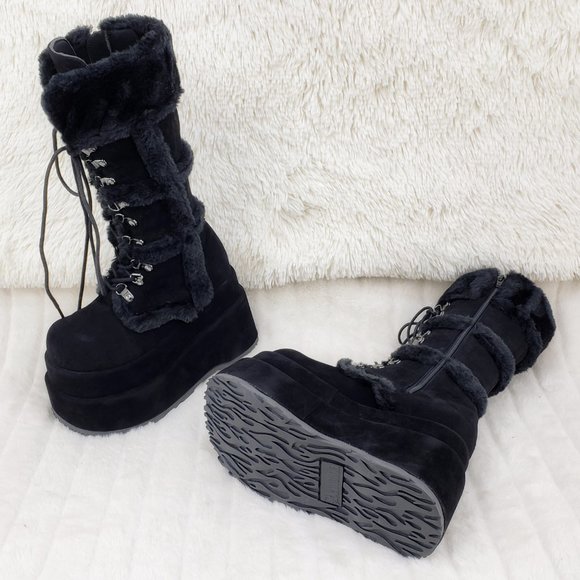 Furry Goth 202 Punk Platform Calf Boots Stomper RESTOCKED Bear - Picture 5 of 11